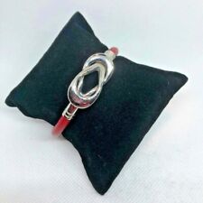 Red Leather and Silver Infinity Bracelet 6-1/4 inch