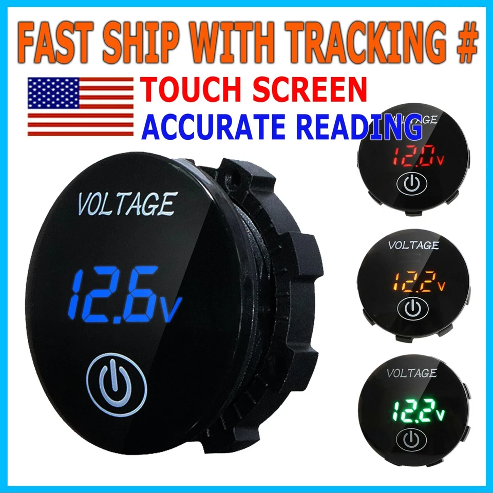 FRENTALY 12V-24V Car Marine Motorcycle LED Digital Voltmeter Voltage Meter Battery Gauge