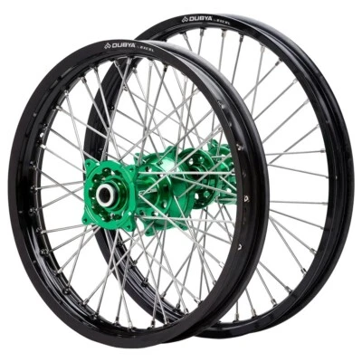 Dubya Edge Complete Front/Rear Wheel Set 1.60 x 21/2.15 x 19 Black Rim/Green Hub Foto 1 de 2