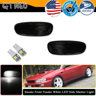 Luces de señalización laterales LED blancas ahumadas lámparas reflectoras para Subaru Impreza 1993-2001 Foto 1 de 4