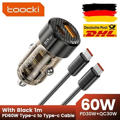 60W Auto Schnell Ladegerät Handy Ladeadapter Zigarettenanzünder +1m Kabel - Bild 1 von 4