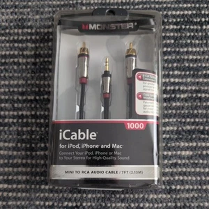 Monster iCable 1000 7FT Cable - Audio 3.5mm Mini to RCA for iPhone iPod iPad MAC - Afbeelding 1 van 3