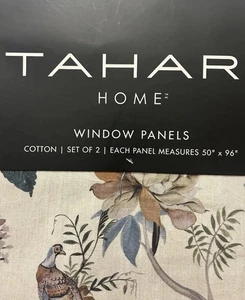 Tahari Home Pheasant Bird Cotton Curtains Panels Drapes Floral 50"x96" Set Of 4 - Picture 1 of 7