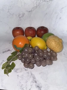 7 Vintage MCM Faux Fruit Realistic Plastic Rubber Artificial - Picture 1 of 8
