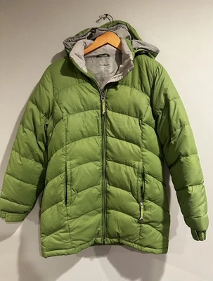 L.L. Bean Unisex Goose Down Puffer Parka Jacket Small Green Hooded Coat  - Image 1 of 4