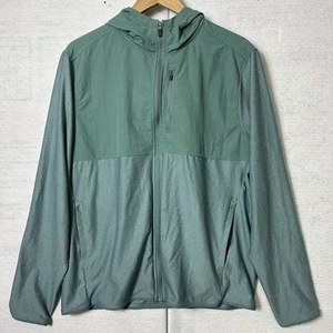 Old Navy Men’s Active Knit Tech Hooded Jacket Large Green Full Zip Go-Dry Cool - Picture 1 of 10