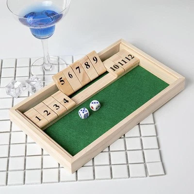 Shut The Box Game - 12 Numbers Wooden Dice Game Game Family Traditional Game - Image 1 of 4