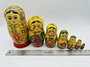 Große handgefertigte hölzerne Matroschka russische verschachtelte Puppe 7 Stück 7,5 Zoll groß - Bild 1 von 18