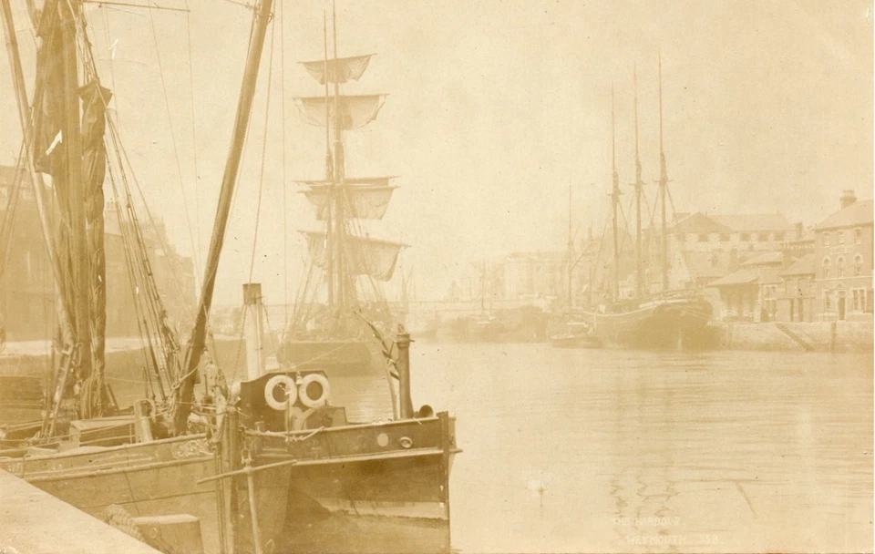 RP Postcard - Sailing Ships, The Harbour, Weymouth, Dorset, 1904. - Image 1 of 2