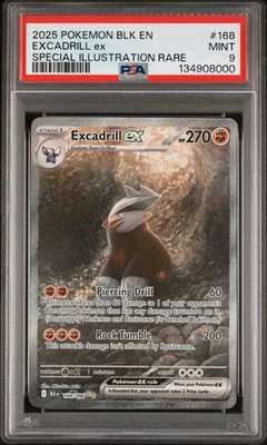 2025 POKEMON BLK EN-BLACK BOLT SPECIAL ILLUSTRATION RARE #168 EXCADRILL EX PSA 9 - Image 1 of 3