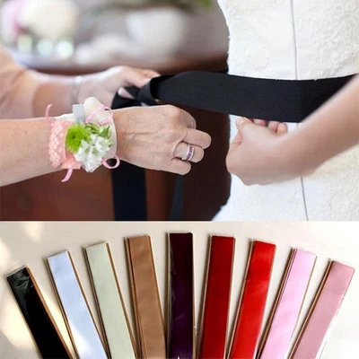 4Cm Wide Double-Side Silk Ribbon Waistband Pure Color Long Multi-Function & - Image 1 of 4