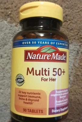 Nature Made Multi for Her 50+ No Iron ( 90 tablets ) 22 key Nutrients EXP11/2026 - Image 1 of 3