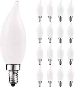 24x Luxrite LED Chandelier Light Bulb E12 Dimmable 60W 2700K 450lm Flame Tip UL - Picture 1 of 8