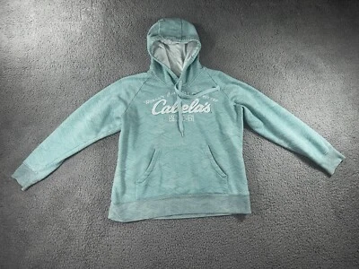 Cabelas Hoodie Men Large Fleece Emberoidered Graphic Print Turquoise Pullover - Image 1 of 4
