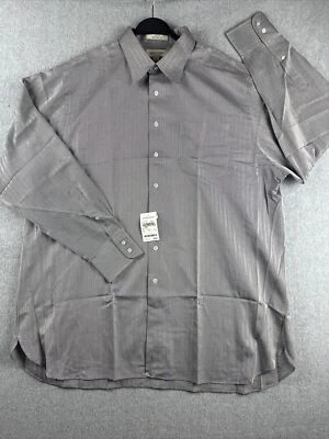 Мужская сорочка John Nordstrom 16 34 Oxford на пуговицах спереди в полоску цвет древесный уголь - Изображение 1 из 4