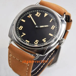 Polished 47mm sterile dial 17 jewels hand winding 6497 movement watch Military - Picture 1 of 7