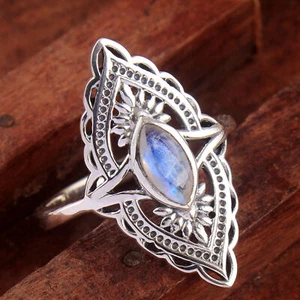 Natural Moonstone Gemstone 925 sterling Silver Jewelry Solid Ring Size US 8 - Picture 1 of 2