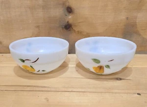 2 Fire King Gay Fad Fruit Pattern Cereal Bowls. 6"W x 3"H. Good Condition - Picture 1 of 8