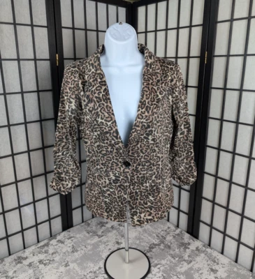 Vintage Charlotte Russe Women's Small Leopard Print Blazer Jacket Made in USA - Image 1 of 4