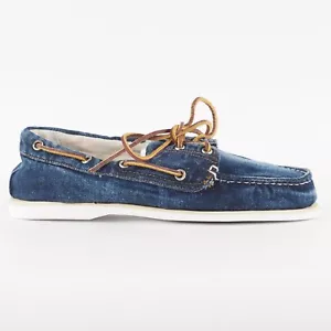 Herren Timberland Classic 2 Eyed 6750B Blau Denim Schnürschuhe Leger Bootsschuhe - Bild 1 von 7