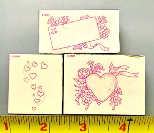 TO/FROM GIFT TAG, HEARTS, FLOWERS SET OF 3 STAMPS Foam/Rubber love Valentine - Picture 1 of 2