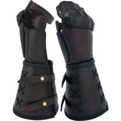 Hombres Cuero Guardabrazos Guantes de Boxeo Medievales Cosplay utilería Retro Brazador Guantelete Foto 1 de 4