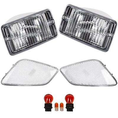 Clear Plastic Bumper Signal Fender Side Marker Lights For Jeep Wrangler TJ 97-06 - Image 1 of 4