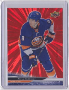 2024-25 UD SERIES 2 OUTBURST RED BASE PARALLEL 6/25 NOAH DOBSON #360 ISLANDERS - Bild 1 von 2