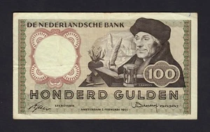 F.C. HOLANDA NETHERLANDS , 100 GULDEN 1953 , MBC- ( VF ) , P.88 . - Picture 1 of 2