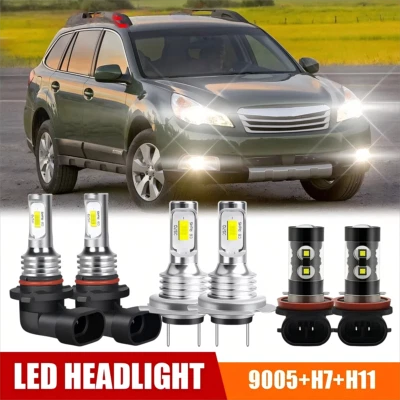 Para Subaru Outback2010-2014 6X farol de LED alto e baixo + combo de lâmpadas de neblina 6000K - Imagem 1 de 4