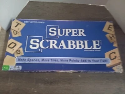 Super Scrabble 2014 Board Game Hasbro 200 Wood Letter Tiles 441 Spaces Complete - Image 1 of 4