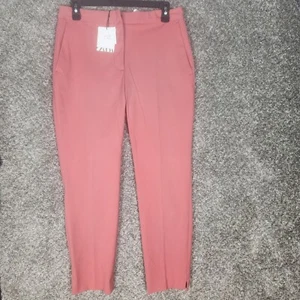 Zara Pink Skinny Ankle Pants Womens Sz 6 Tapered Coral Spring Summer Casual - Picture 1 of 19