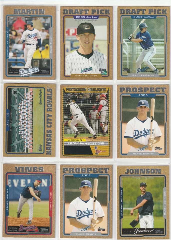 2005 TOPPS GOLD BORDER UPICK RANDY JOHNSON LaROCHE SOSA DREW BARTOLO GUERRERO - Image 1 of 4