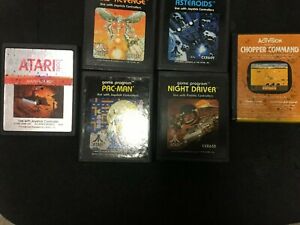 (LOT OF 6) Atari 2600 Games PAC-MAN, NIGHT DRIVER, ASTEROIDS and more!! Working