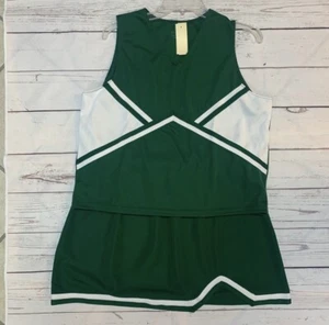 Adult Medium Dark Green & White Blank No Logo Cheerleader Uniform Set NWT - Picture 1 of 2