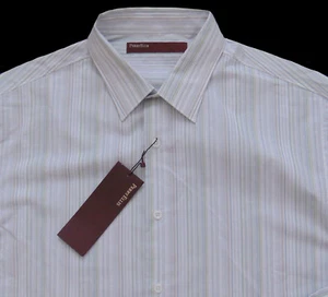 Men's PERRY ELLIS White Green Gray + Striped Shirt L Large NWT NEW Beautiful! - Picture 1 of 4