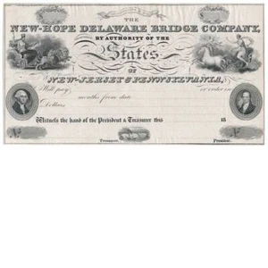 New-Hope Delaware Bridge Co. Treasury Note Proof, 1823 A B & C Durand & Wright - Picture 1 of 9