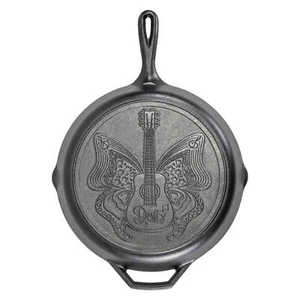 Lodge Cast Iron Skillet, Dolly Parton Butterfly and Guitar Design, 12 inch dia - Picture 1 of 5