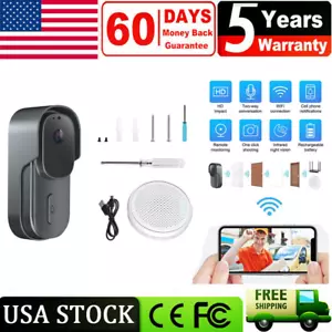Smart Wireless WiFi Doorbell Intercom Video Camera Door Ring Bell Chime Security - Picture 1 of 13