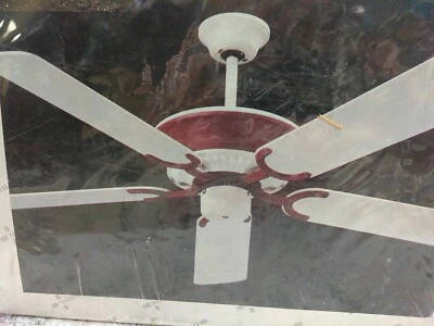 National industries  52" ceiling Fan OXFORD  Anti.wh/ burgundy 3 REV.SPEED(LUBBY - Image 1 of 4