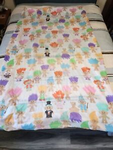 Vintage 1992 Treasure Trolls Fitted Twin Sheet Ace Novelty Free Shipping