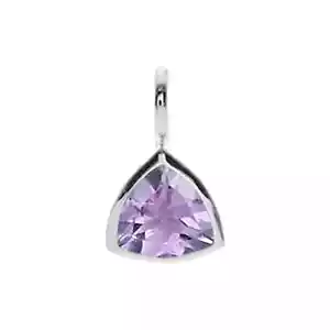 Trillion Cut Amethyst Pendant Sterling Silver 925 Hallmarked All Chain Lengths - Picture 1 of 3