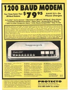 1986 Avatex 1200 Baud Modem Commodore 64 Apple IBM Vintage Ad  - Picture 1 of 1