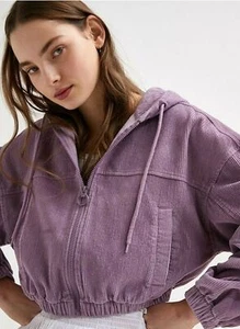 Urban Outfitters BDG Lilac Cropped Corduroy Utility Jacket SMALL NEW FREE UK PP