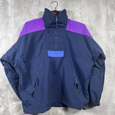 Chaqueta vintage Columbia para mujer talla mediana cortavientos azul marino Color Block Pullover Foto 1 de 4