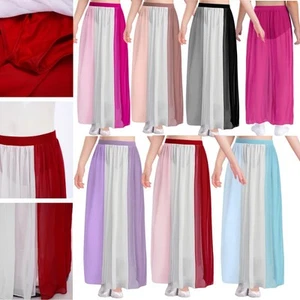 Kids Girls Skirt Elastic Waistband Dancewear Jazz Dress With Built-in Briefs - Picture 1 of 48
