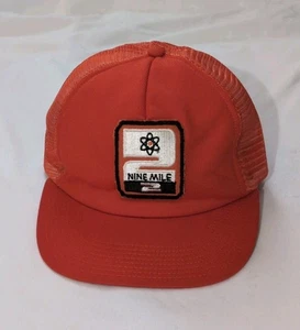 Vintage Nine Mile 2 Atomkraftwerk Truckermütze Netzrücken Druckknopflasche orange  - Bild 1 von 7