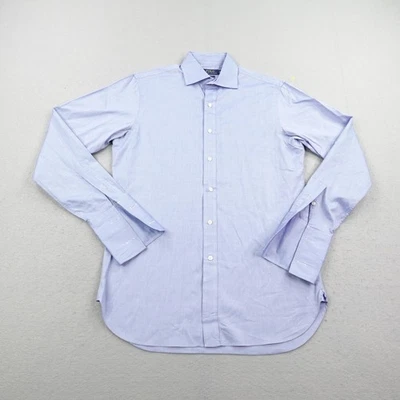 Camisa Polo Ralph Lauren Para Hombres Mediana Azul Abotonada Puños Abatibles 15.5 39 Calce Ajustado Foto 1 de 4