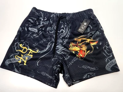 NWT Ed Hardy Men's Size XL Mesh All Over Print Tattoo Drawstring Lined Shorts - Image 1 of 4