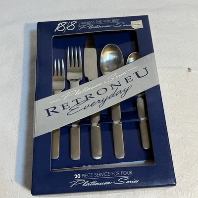 Retroneu Everyday SCAN NOS 20pc Service Stainless Flatware Silverware 18/8 Korea - Image 1 of 4